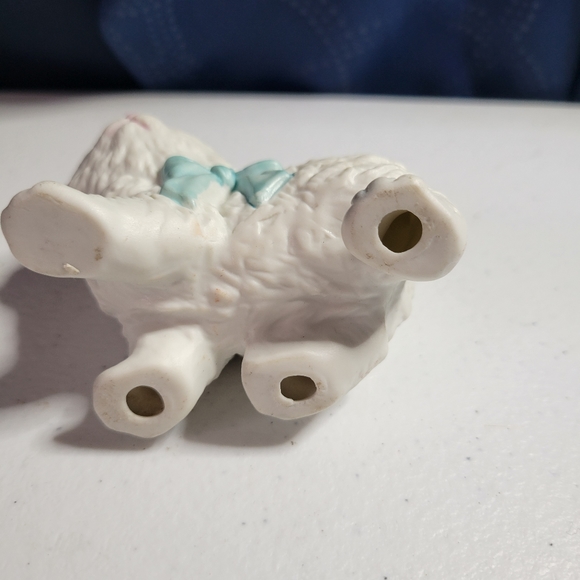 Homco white cat w/ blue bow VTG ceramic figurine - Picture 3 of 5